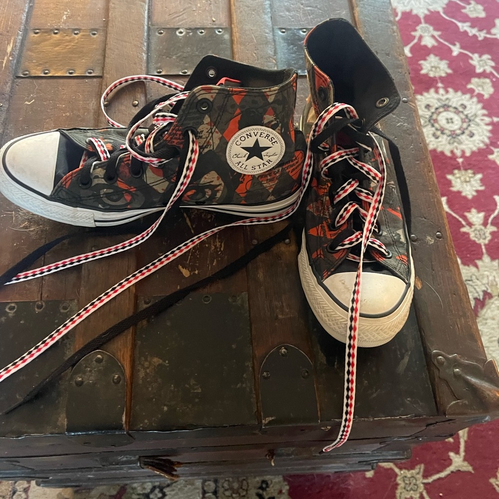 Converse High-Tops with Red and Black Accents